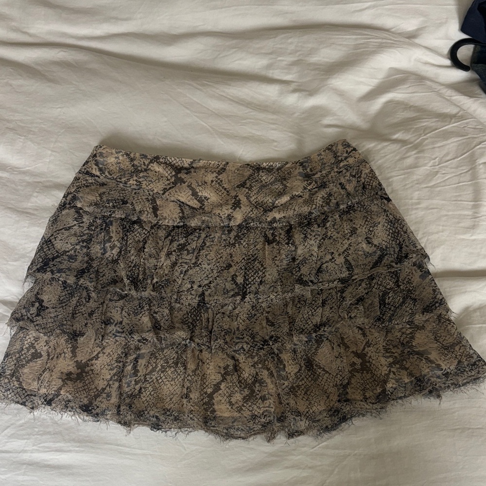 Zadig & Voltaire Beige and Black Patterned Mini Skirt